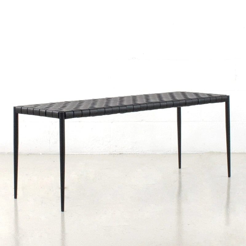 Soho Mid-Century Modern Leather Weave Coffee/Bench 28-inches/ 47-inches