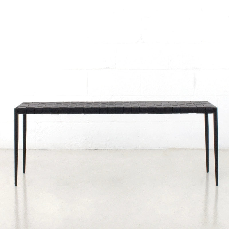 Soho Mid-Century Modern Leather Weave Coffee/Bench 28-inches/ 47-inches
