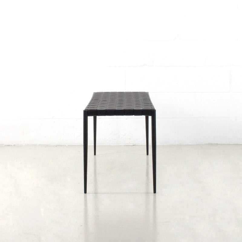 Soho Mid-Century Modern Leather Weave Coffee/Bench 28-inches/ 47-inches