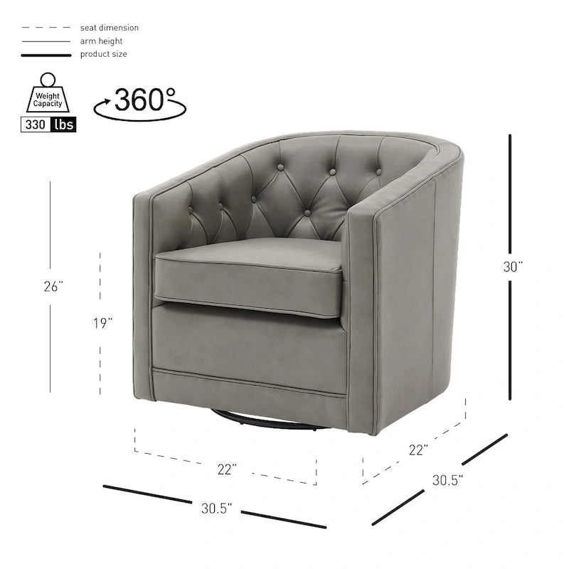 Walsh Top Grain Leather Swivel Chair