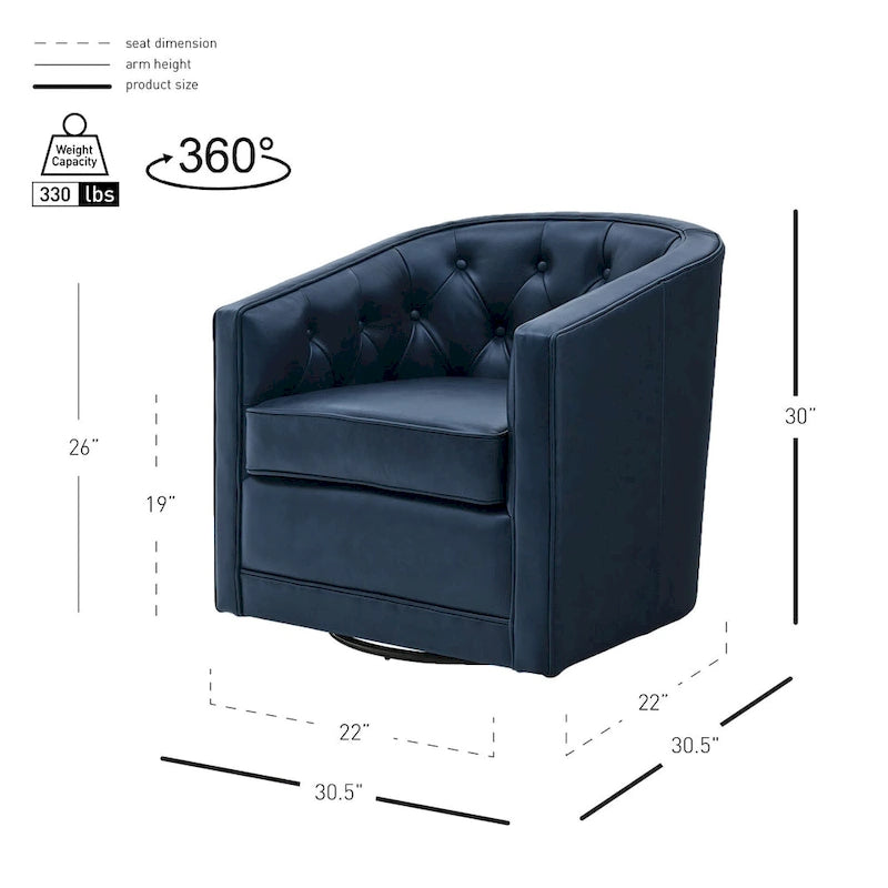 Walsh Top Grain Leather Swivel Chair