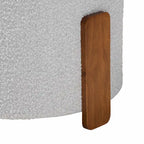 Finlay Modern Japandi Boucle Fabric and Wood Ottoman Footstool