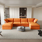 6 Piece U-shaped Velvet Upholstery Modular Sectional Sofa with 2 Ottoman