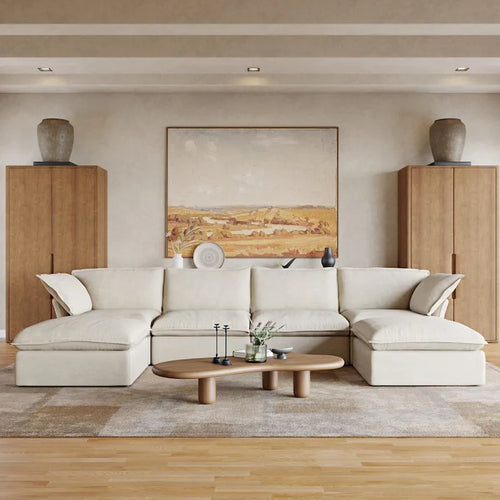 6 Piece U-shaped Velvet Upholstery Modular Sectional Sofa with 2 Ottoman