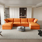 6 Piece U-shaped Velvet Upholstery Modular Sectional Sofa with 2 Ottoman