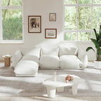 103.9 L-Shaped Sectional Sofa Chenille Fabric 3-Seat Couch with Ottoman