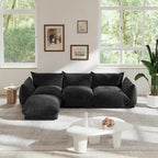 103.9 L-Shaped Sectional Sofa Chenille Fabric 3-Seat Couch with Ottoman