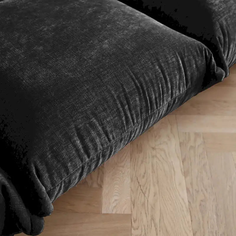 103.9 L-Shaped Sectional Sofa Chenille Fabric 3-Seat Couch with Ottoman