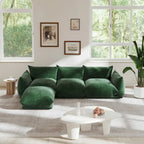 103.9 L-Shaped Sectional Sofa Chenille Fabric 3-Seat Couch with Ottoman