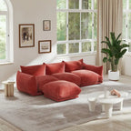 103.9 L-Shaped Sectional Sofa Chenille Fabric 3-Seat Couch with Ottoman