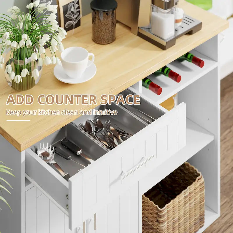 Futzca Kitchen Island Cart with Storage Cabinet and Drawers - N/A