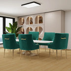 SEYNAR Modern Glam Boucle Pleated Velvet Dining Chair or Vanity Chair Set of 6 with Rear Handle