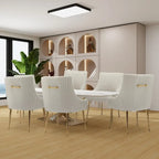 SEYNAR Modern Glam Boucle Pleated Velvet Dining Chair or Vanity Chair Set of 6 with Rear Handle