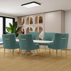 SEYNAR Modern Glam Boucle Pleated Velvet Dining Chair or Vanity Chair Set of 6 with Rear Handle