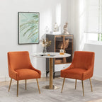 SEYNAR Modern Glam Boucle Pleated Velvet Dining Chair or Vanity Chair Set of 6 with Rear Handle