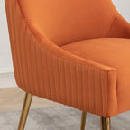 SEYNAR Modern Glam Boucle Pleated Velvet Dining Chair or Vanity Chair Set of 6 with Rear Handle