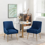 SEYNAR Modern Glam Boucle Pleated Velvet Dining Chair or Vanity Chair Set of 6 with Rear Handle