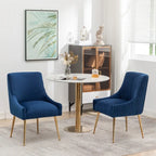 SEYNAR Modern Glam Boucle Pleated Velvet Dining Chair or Vanity Chair Set of 6 with Rear Handle