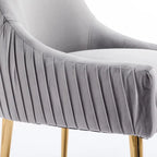 SEYNAR Modern Glam Boucle Pleated Velvet Dining Chair or Vanity Chair Set of 6 with Rear Handle