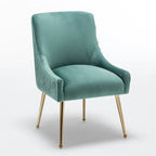 SEYNAR Modern Glam Boucle Pleated Velvet Dining Chair or Vanity Chair Set of 6 with Rear Handle