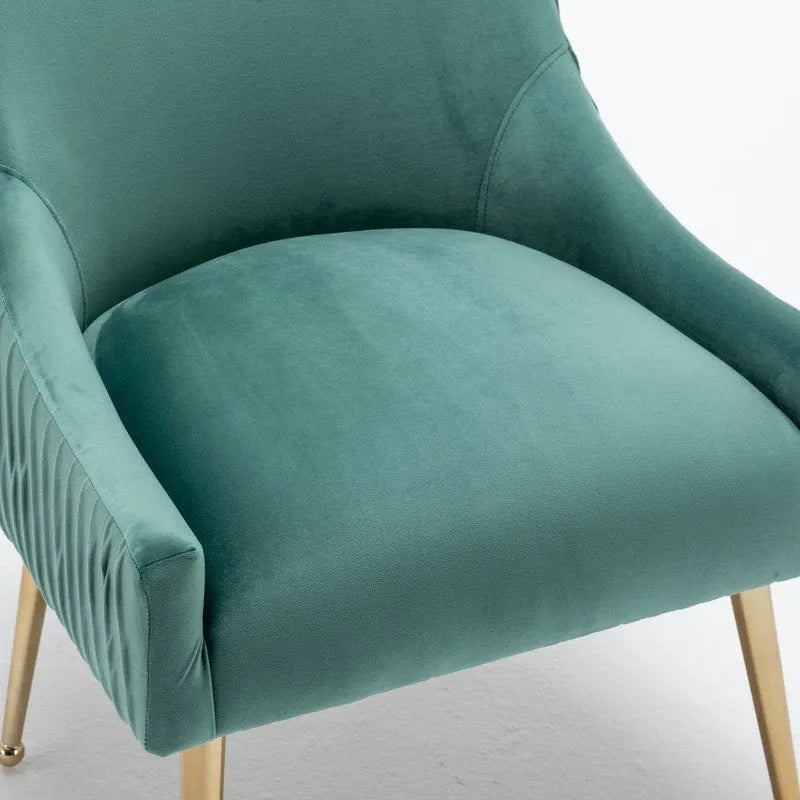 SEYNAR Modern Glam Boucle Pleated Velvet Dining Chair or Vanity Chair Set of 6 with Rear Handle