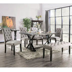 Chalwa Rustic Wood Upholstered 6-Piece Dining Set with Table and 4 Chairs and 1 Bench by Copper Grove