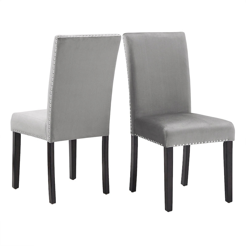 Balmforth Nailhead Velvet Upholstered Dining Chairs (Set of 2) by iNSPIRE Q Classic