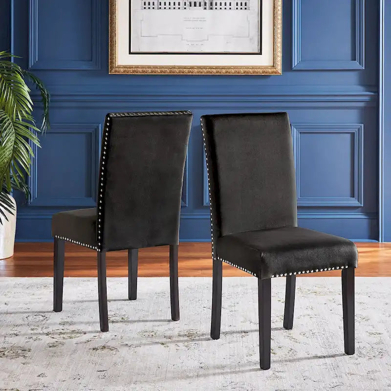 Balmforth Nailhead Velvet Upholstered Dining Chairs (Set of 2) by iNSPIRE Q Classic