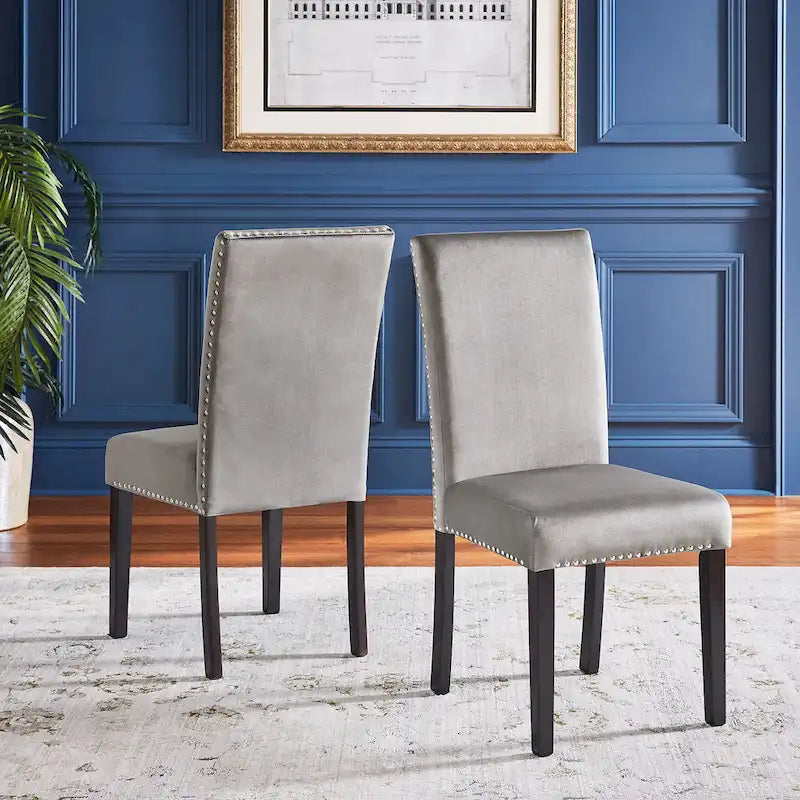 Balmforth Nailhead Velvet Upholstered Dining Chairs (Set of 2) by iNSPIRE Q Classic
