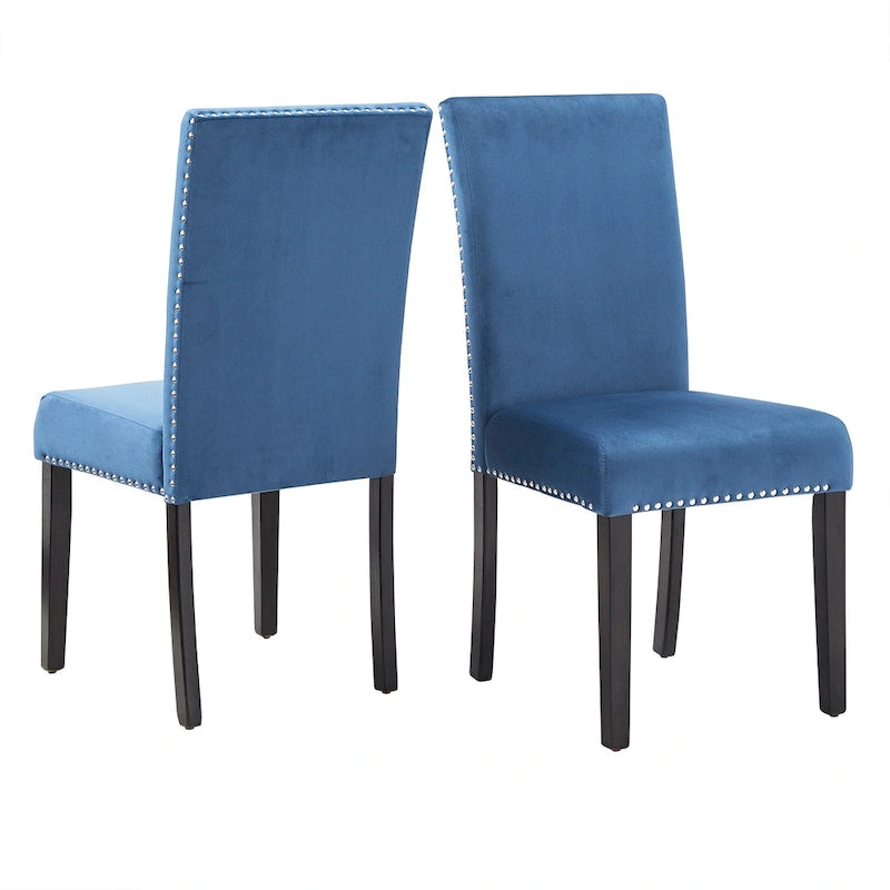 Balmforth Nailhead Velvet Upholstered Dining Chairs (Set of 2) by iNSPIRE Q Classic