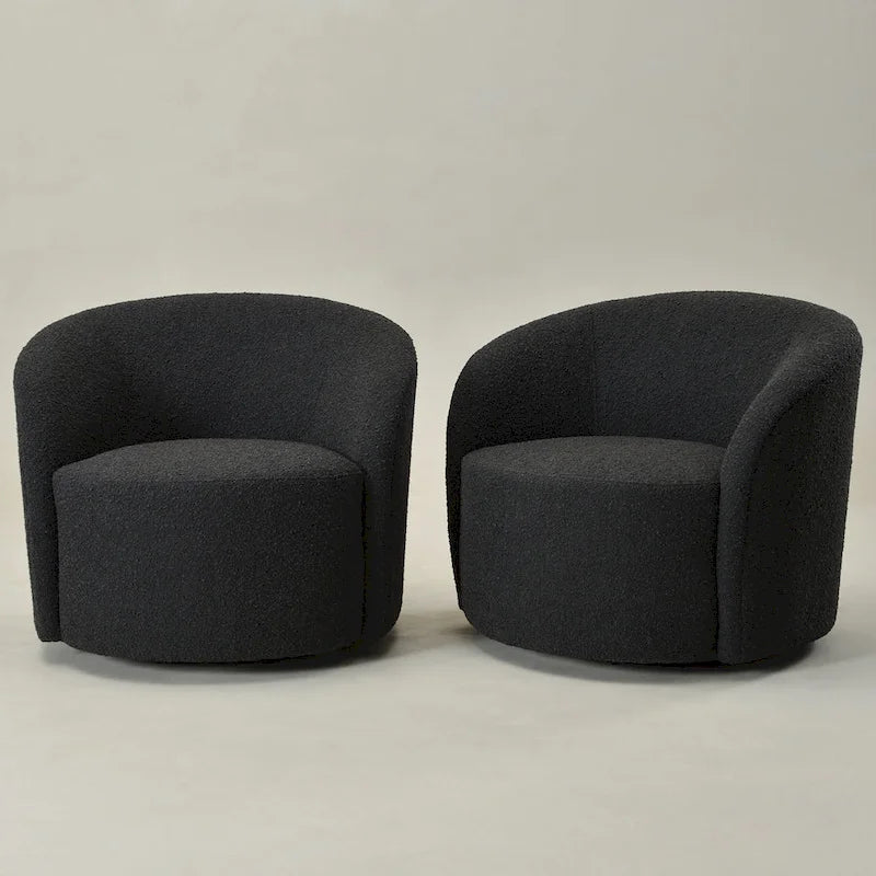 KINWELL 34 Wide Upholstered Swivel Accent Barrel Chair (Set of 2)
