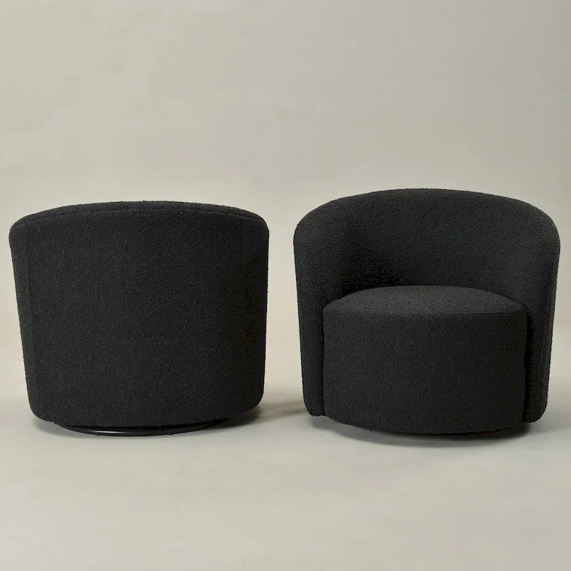 KINWELL 34 Wide Upholstered Swivel Accent Barrel Chair (Set of 2)