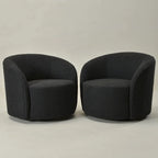 KINWELL 34 Wide Upholstered Swivel Accent Barrel Chair (Set of 2)
