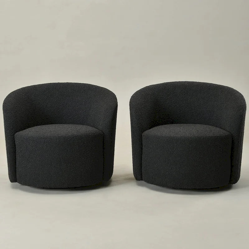 KINWELL 34 Wide Upholstered Swivel Accent Barrel Chair (Set of 2)