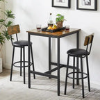 3 Pieces Bar Table Set, Kitchen Table Set for 2, Upholstered Stools