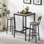 3 Pieces Bar Table Set, Kitchen Table Set for 2, Upholstered Stools