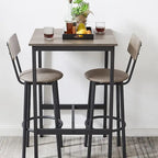 3 Pieces Bar Table Set, Kitchen Table Set for 2, Upholstered Stools