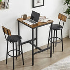 3 Pieces Bar Table Set, Kitchen Table Set for 2, Upholstered Stools