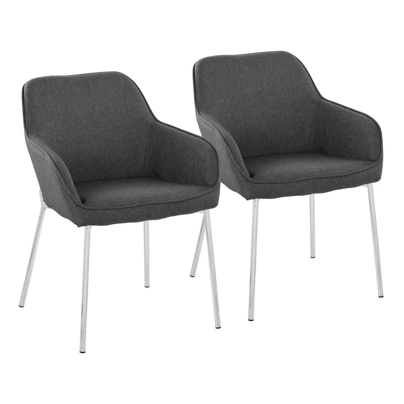 Silver Orchid Galotti Chrome Upholstered Dining Chair (Set of 2)