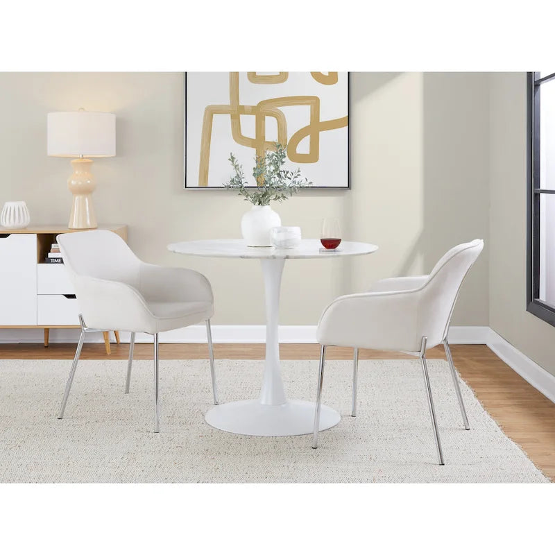 Silver Orchid Galotti Chrome Upholstered Dining Chair (Set of 2)