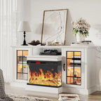 Fireplace TV Stand with All-Sided Glass Electric Fireplace