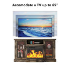 Fireplace TV Stand with All-Sided Glass Electric Fireplace