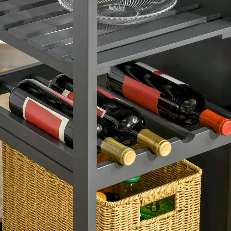 HOMCOM Utility Kitchen Cart, Rolling Kitchen Island Storage Trolley