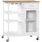 HOMCOM Utility Kitchen Cart, Rolling Kitchen Island Storage Trolley