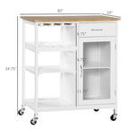 HOMCOM Utility Kitchen Cart, Rolling Kitchen Island Storage Trolley