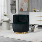 HOMEFUN Velvet Upholstered 360 Degree Swivel Armless Round Barrel Chairs