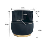 HOMEFUN Velvet Upholstered 360 Degree Swivel Armless Round Barrel Chairs