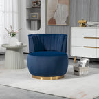 HOMEFUN Velvet Upholstered 360 Degree Swivel Armless Round Barrel Chairs