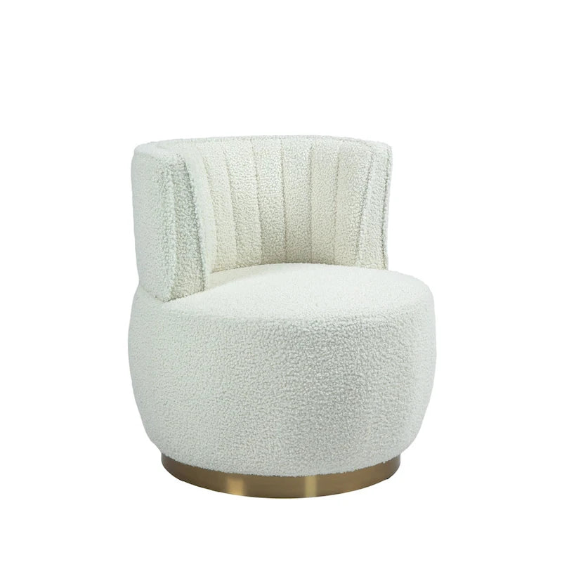 HOMEFUN Velvet Upholstered 360 Degree Swivel Armless Round Barrel Chairs