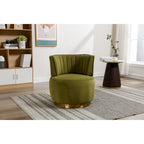 HOMEFUN Velvet Upholstered 360 Degree Swivel Armless Round Barrel Chairs